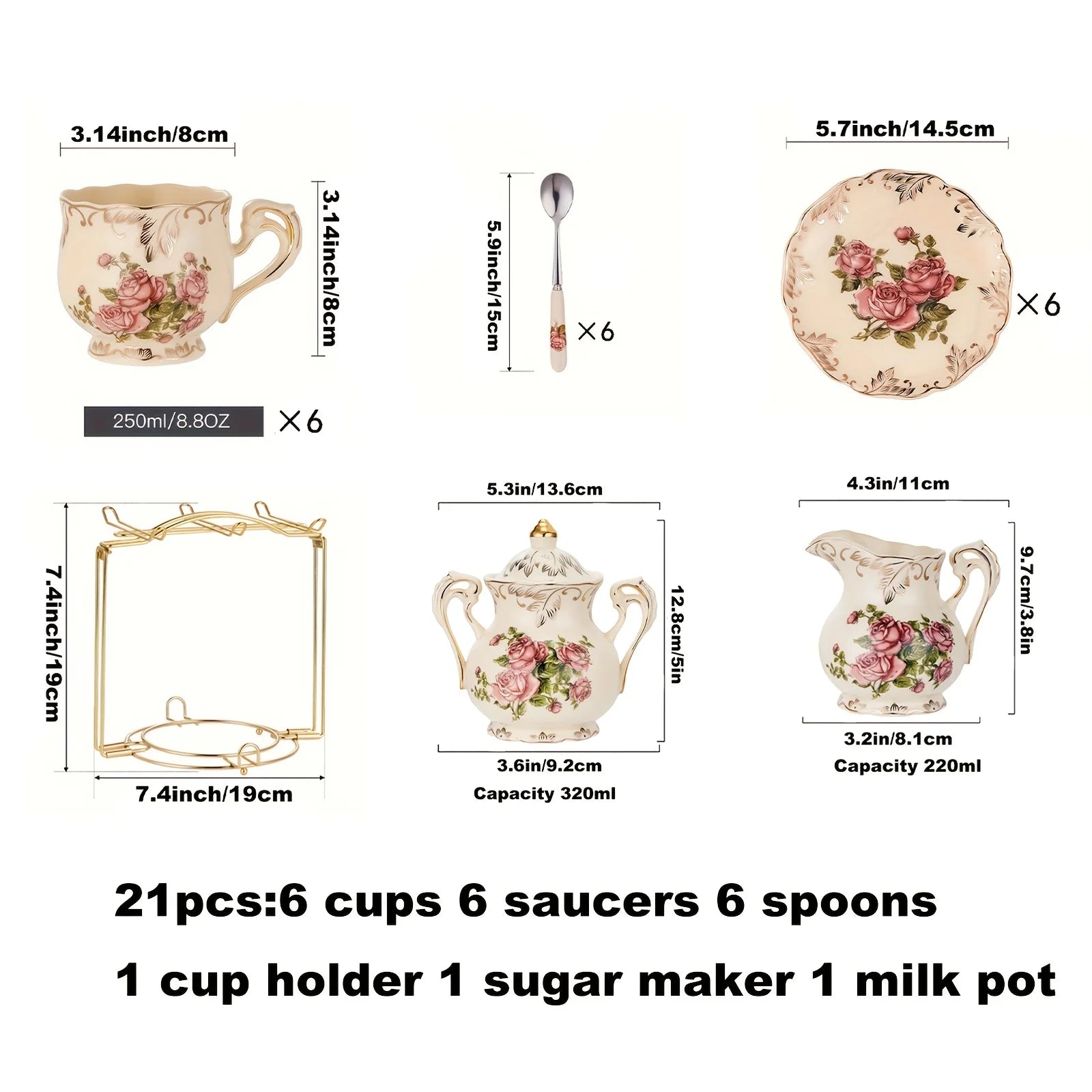 Coffret cadeau de thé de l'après-midi – Garniture dorée vintage, parfait pour les diplômés et les amateurs de thé, artisanat européen