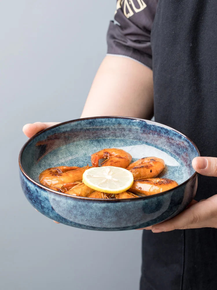 Filles à salade rétro en céramique, simple, nordique, créatif, maison personnalisée, assiette profonde