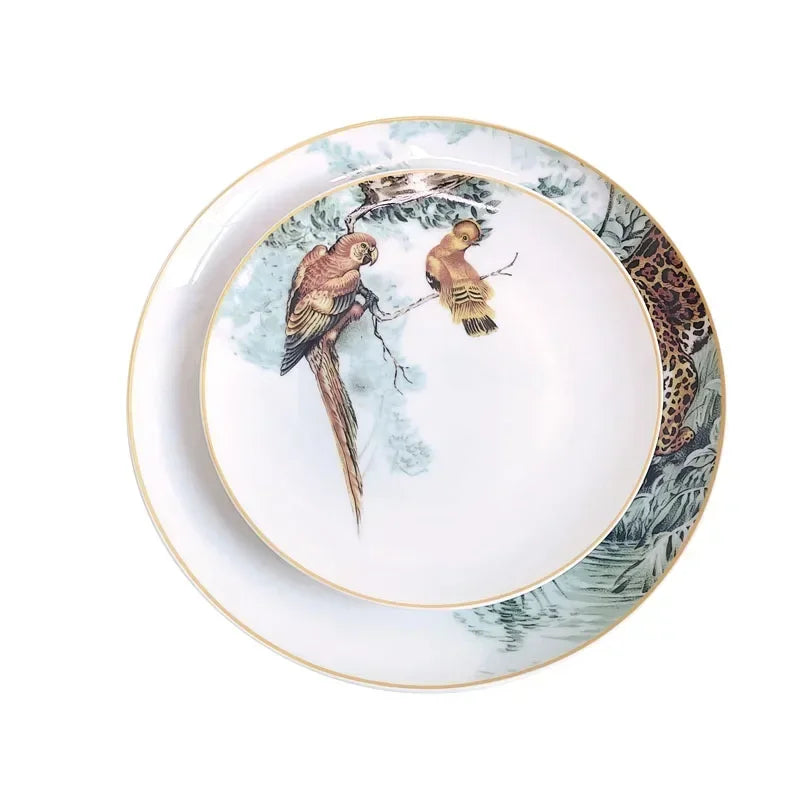 Assiette à dîner occidentale en céramique européenne, ensemble jungle, assiette à steak, tasse à café, après-midi, coffret cadeau personnalisé