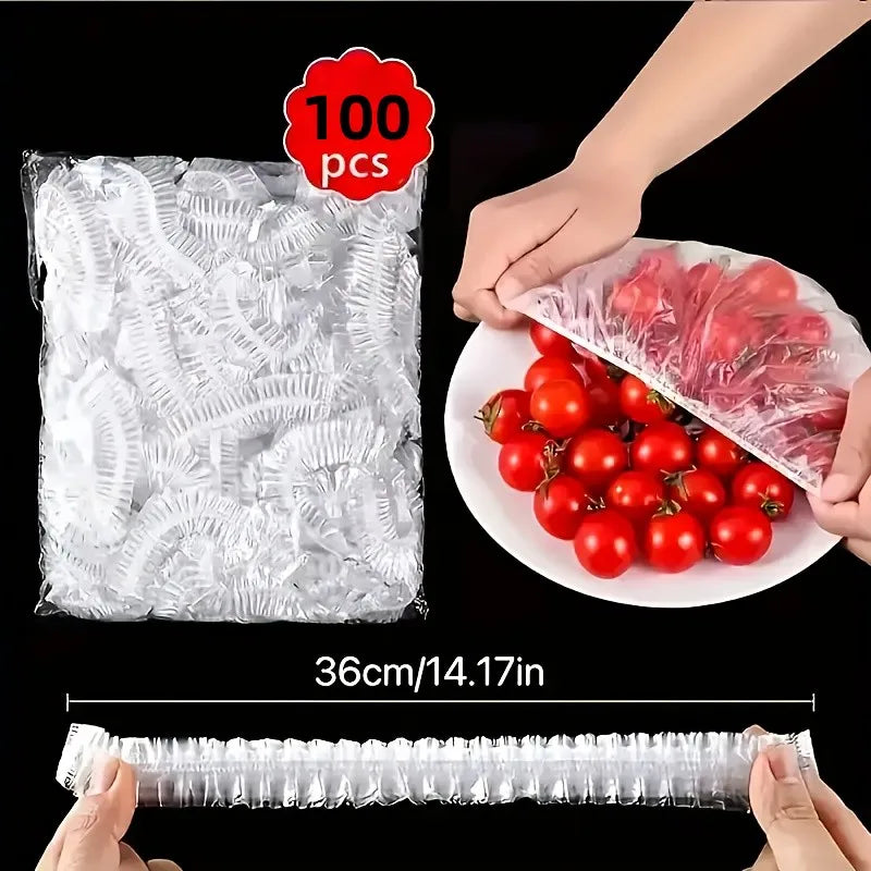 100 pièces réutilisable alimentaire Film alimentaire couvre fruits légumes stockage emballage alimentaire sac de stockage pique-niques et BBQ cuisine sac d'économie de nourriture