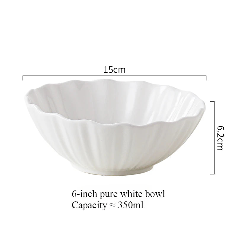 Filles en céramique européen haut de gamme à bords dorés, bol à salade de fruits, bol à riz domestique pour petit-déjeuner, vaisselle d'hôtel et de restaurant