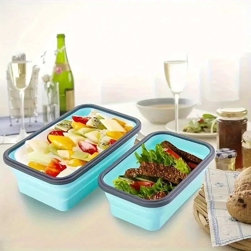 Conteneur de stockage des aliments pliable en Silicone, boîte à déjeuner empilable permettant de gagner de l'espace, accessoires de cuisine pliables pour micro-ondes 1/4 pièces