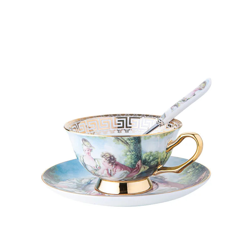 Service à thé en porcelaine de luxe, tasse à café en céramique, standard avec cuillère S/05 er, verres à café, vaisselle, palais royal européen, Sophia, Chine