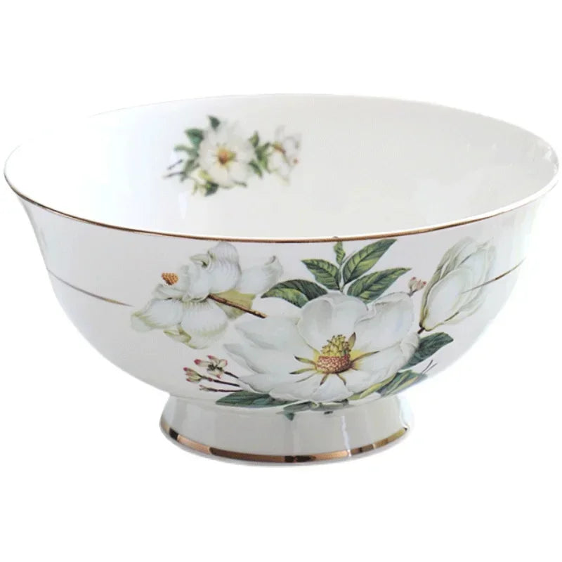 Vaisselle Sophia China, bol de riz en céramique ménager, plats profonds, pots à soupe, assiette plate à steak, ustensiles de cuisine floraux délicats