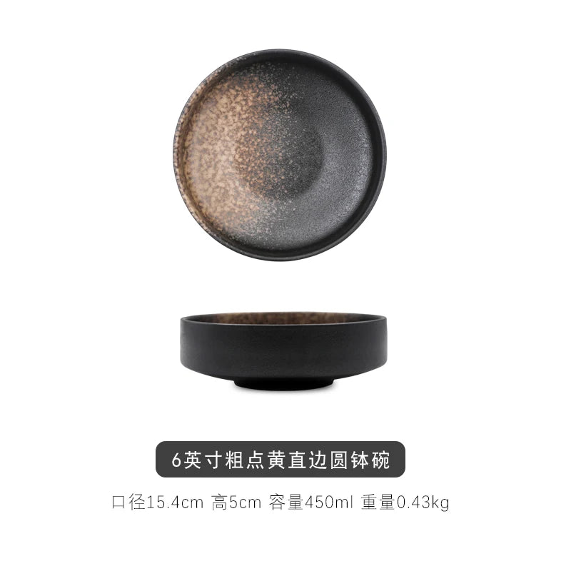 Bol rond Ramen de style japonais, nouilles en céramique, couleur unie, grande soupe, Restaurant, vaisselle rétro pour la maison