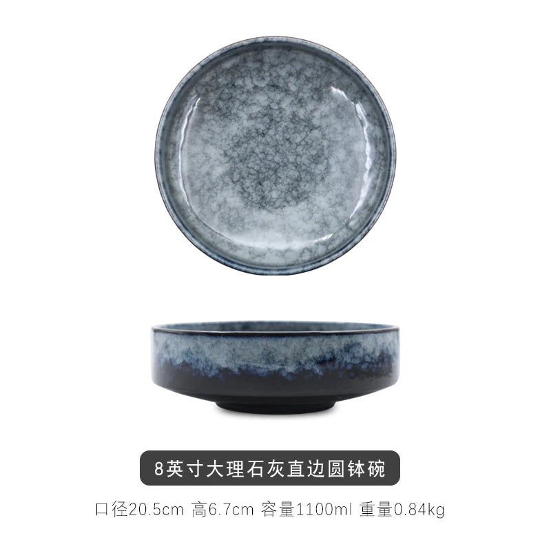Bol rond Ramen de style japonais, nouilles en céramique, couleur unie, grande soupe, Restaurant, vaisselle rétro pour la maison