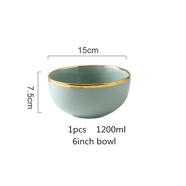 Assiettes en céramique vert clair, ensemble de vaisselle pour Steak, bol Ins, plats à dîner, vaisselle en porcelaine pour hôtel familial
