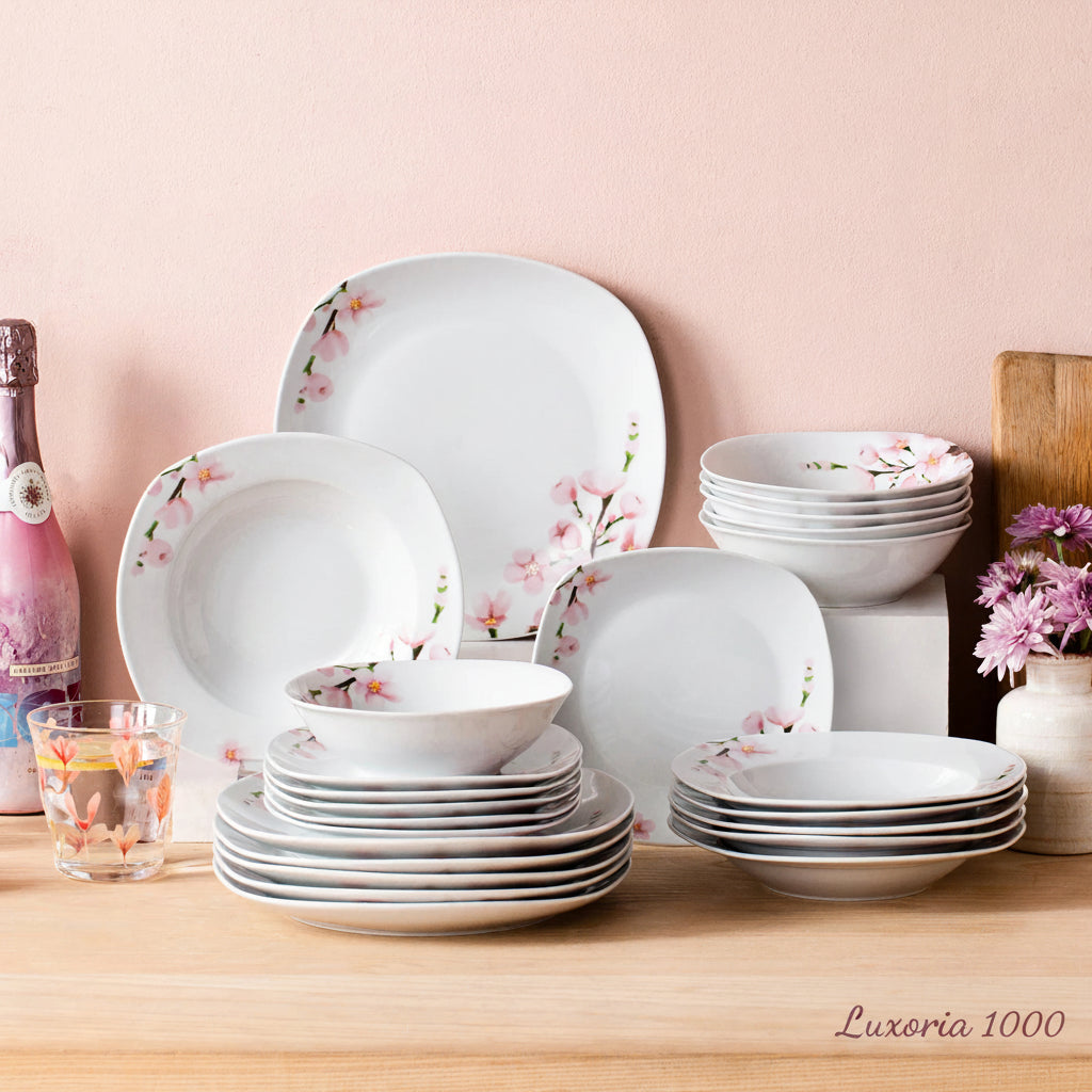 VEWEET ANNIE Ensemble d'assiettes à dîner en céramique porcelaine 24 pièces avec bol, assiette à dessert, assiette à soupe, assiette à dîner pour 12 personnes