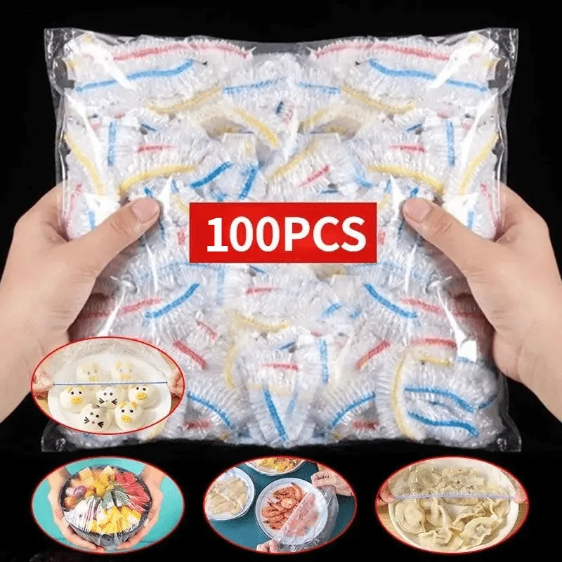 100 pièces réutilisable alimentaire Film alimentaire couvre fruits légumes stockage emballage alimentaire sac de stockage pique-niques et BBQ cuisine sac d'économie de nourriture