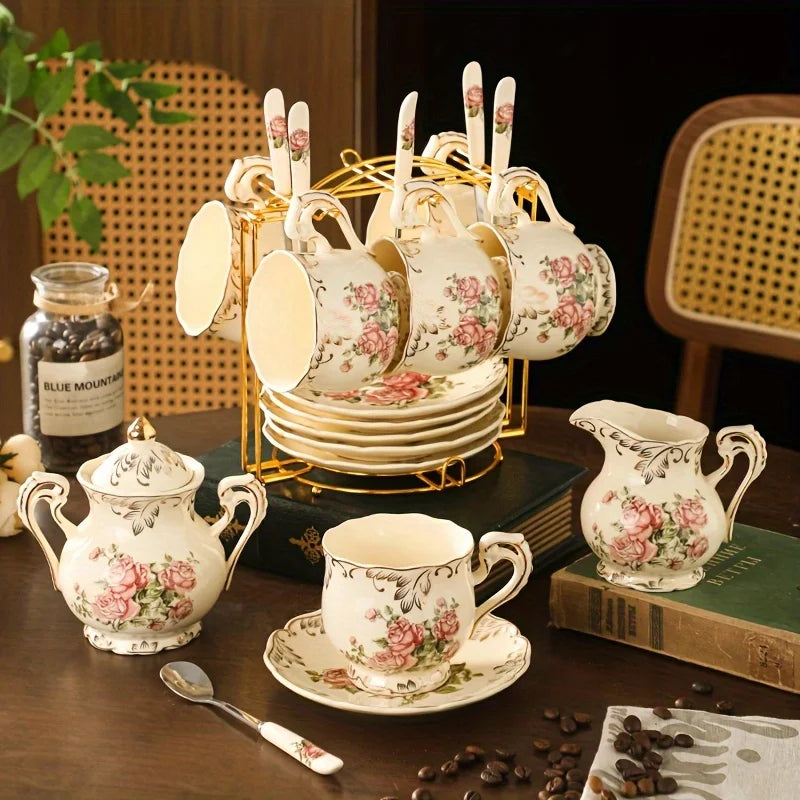 Coffret cadeau de thé de l'après-midi – Garniture dorée vintage, parfait pour les diplômés et les amateurs de thé, artisanat européen