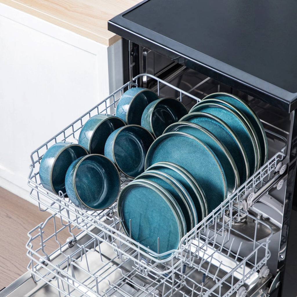 vancasso -Service de vaisselle en céramique bleue, glaçage réactif, bord vertical, assiette queplate, dessert, bol, 18/36 pièces, 6 pièces, 12 pièces