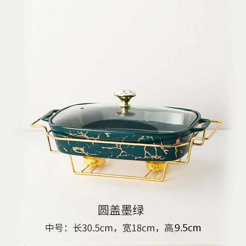 Casserole rectangulaire en céramique amphore, vaisselle pour la maison, chauffe-lumière, pot à soupe sèche pour hôtel, porte-pot créatif avec bougie