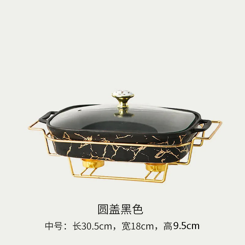 Casserole rectangulaire en céramique amphore, vaisselle pour la maison, chauffe-lumière, pot à soupe sèche pour hôtel, porte-pot créatif avec bougie