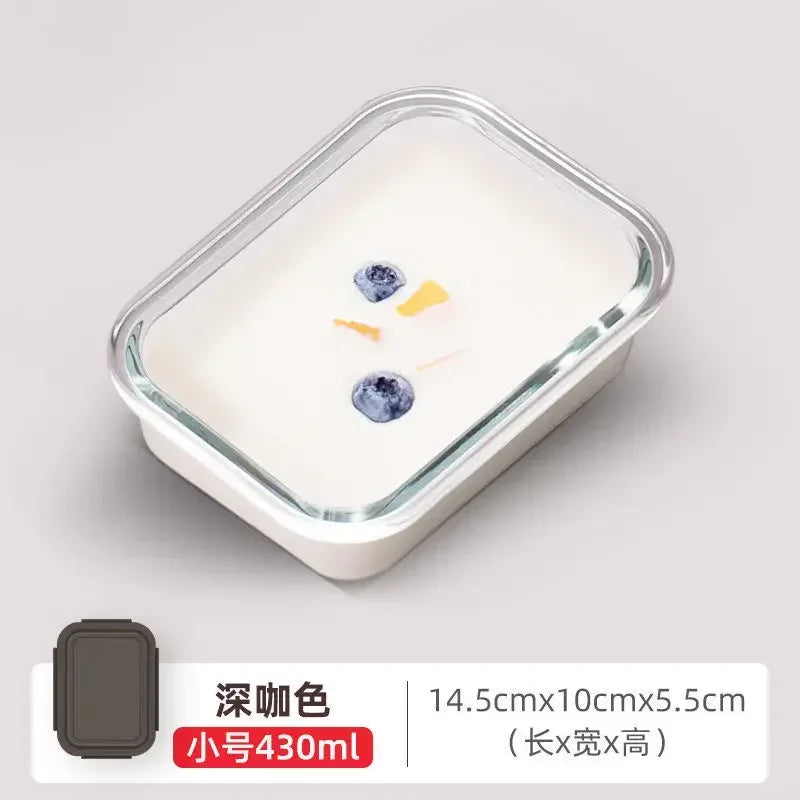 Boîte à déjeuner spéciale en verre pour micro-ondes, boîte de conservation des frais, boîte à déjeuner séparée résistante à la chaleur, bol avec couvercle, famille avec boîte scellée de riz