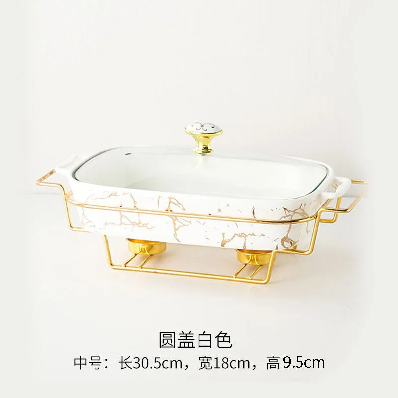 Casserole rectangulaire en céramique amphore, vaisselle pour la maison, chauffe-lumière, pot à soupe sèche pour hôtel, porte-pot créatif avec bougie