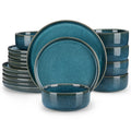 vancasso -Service de vaisselle en céramique bleue, glaçage réactif, bord vertical, assiette queplate, dessert, bol, 18/36 pièces, 6 pièces, 12 pièces