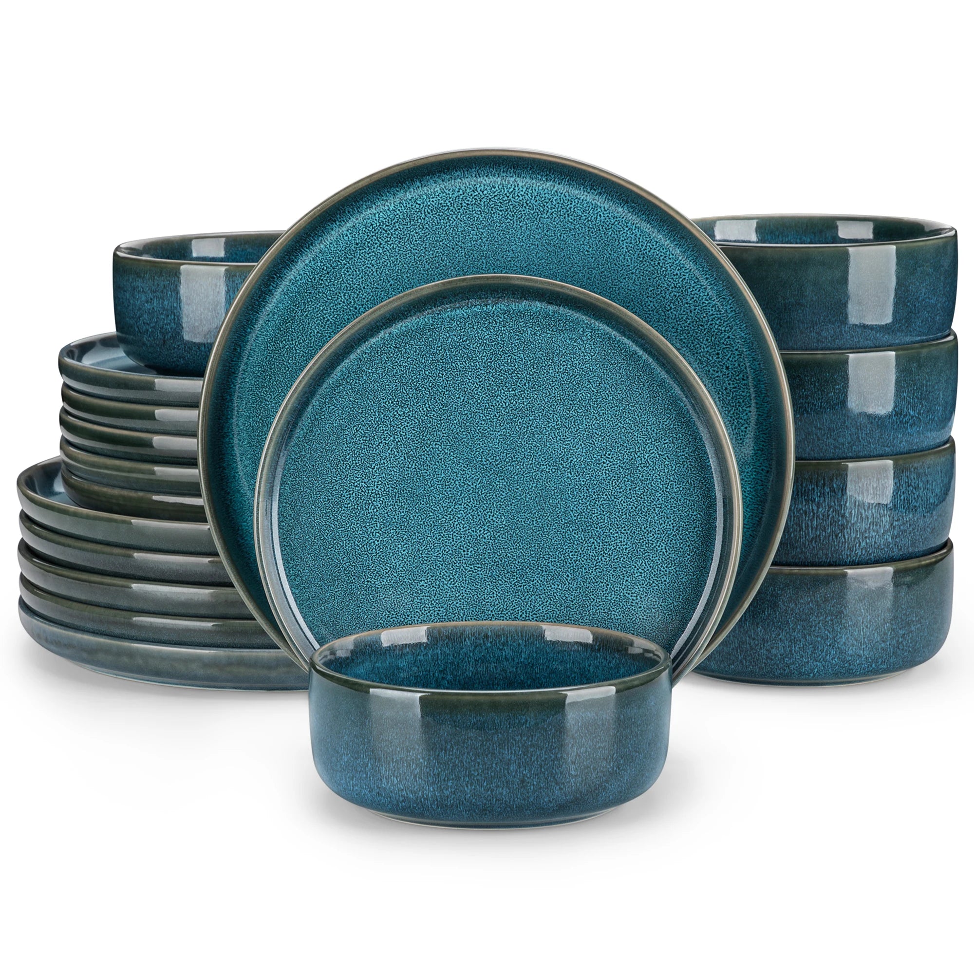 vancasso -Service de vaisselle en céramique bleue, glaçage réactif, bord vertical, assiette queplate, dessert, bol, 18/36 pièces, 6 pièces, 12 pièces