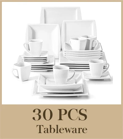 MALACASA .co.jp-Service de Vaisselle en Porcelaine Grise Marbré, avec 6 Assiettes à Dessert, à Soupe, à Queue, à Tasse, S/05, Service pour 12, 30/60 Pièces