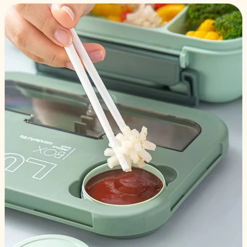 Boîte à lunch avec ustensiles de cuisine, micro-ondable, lave-vaisselle, livres, bento hermétique, étudiants, adultes, école, bureau, 1300ml, 4 grilles