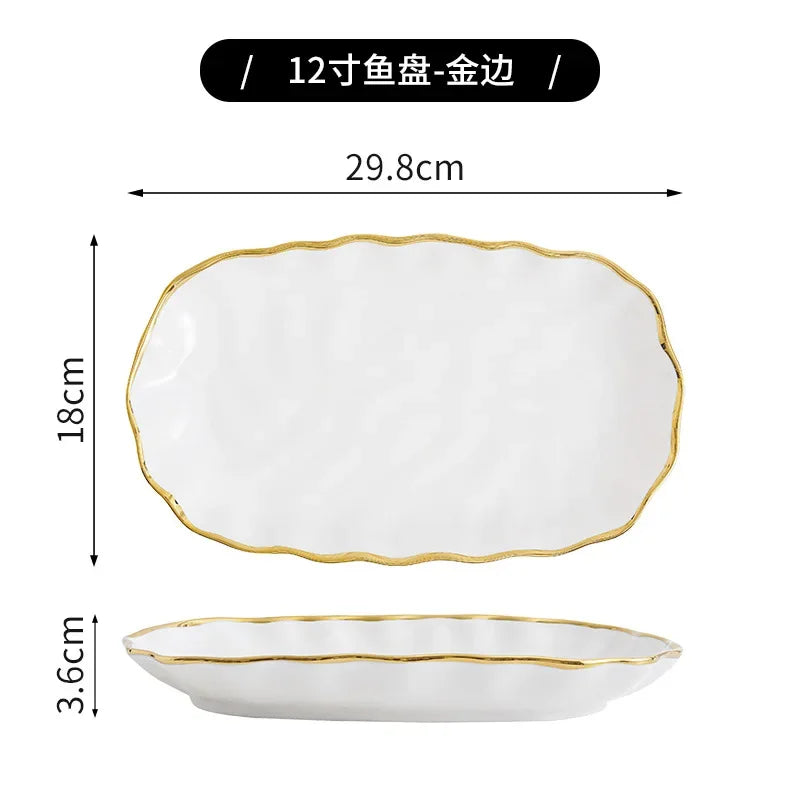 Assiettes à bol nordique, bol à nouilles, assiette à Steak légère, vaisselle de luxe en céramique pour la maison, combinaison d'assiettes et d'assiettes simples et modernes