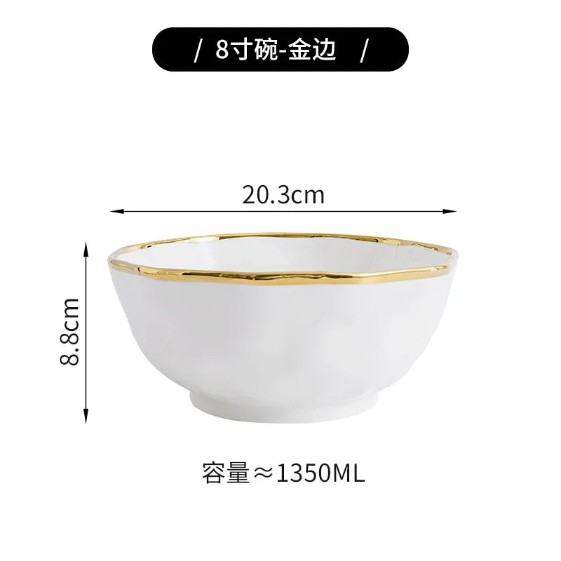 Assiettes à bol nordique, bol à nouilles, assiette à Steak légère, vaisselle de luxe en céramique pour la maison, combinaison d'assiettes et d'assiettes simples et modernes