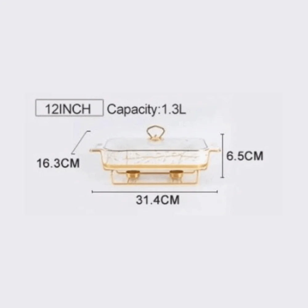 Chauffe-aliments en céramique nordique 12/14/16 pouces, Pot à soupe rectangulaire pour Restaurant, isolation avec couvercle, réchaud, Casserole, Buffet de service