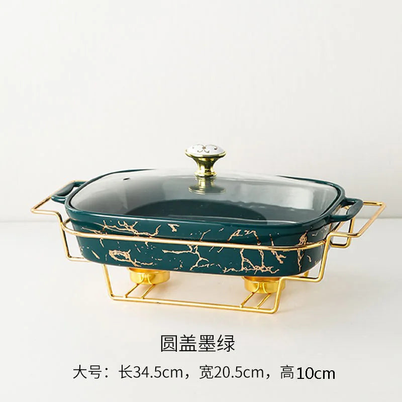 Casserole rectangulaire en céramique amphore, vaisselle pour la maison, chauffe-lumière, pot à soupe sèche pour hôtel, porte-pot créatif avec bougie