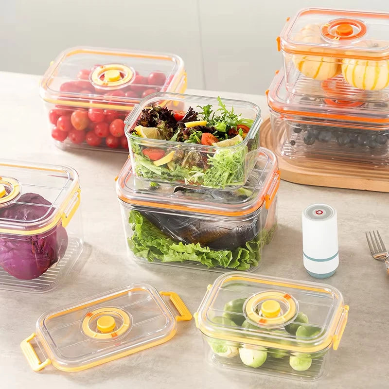Boîte de conservation des aliments frais sous vide, boîte scellée pour réfrigérateur, conteneur Transparent de stockage des aliments au micro-ondable, organisateur de cuisine Bento
