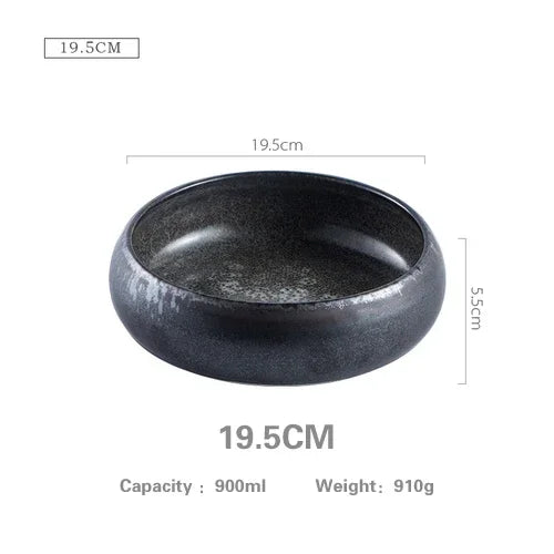Filles à riz en céramique japonais créatif, dessert à salade Per95.ashimi, vaisselle artistique rétro, bol à soupe en verre en bois de ramen à salade