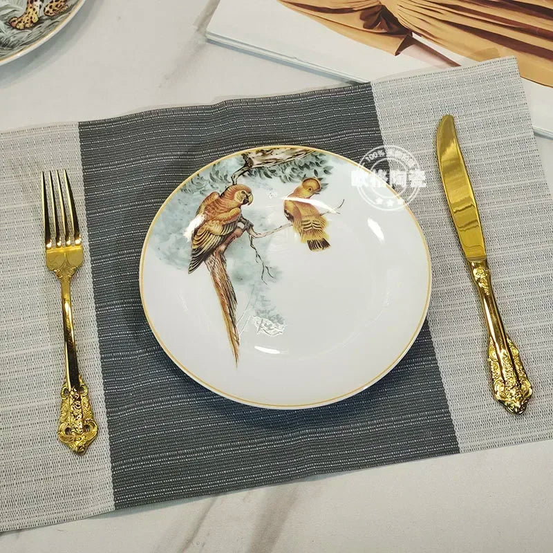 Assiette à dîner occidentale en céramique européenne, ensemble jungle, assiette à steak, tasse à café, après-midi, coffret cadeau personnalisé