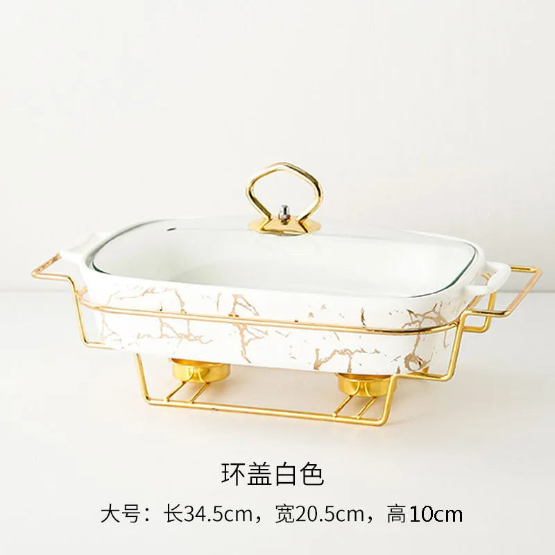 Casserole rectangulaire en céramique amphore, vaisselle pour la maison, chauffe-lumière, pot à soupe sèche pour hôtel, porte-pot créatif avec bougie