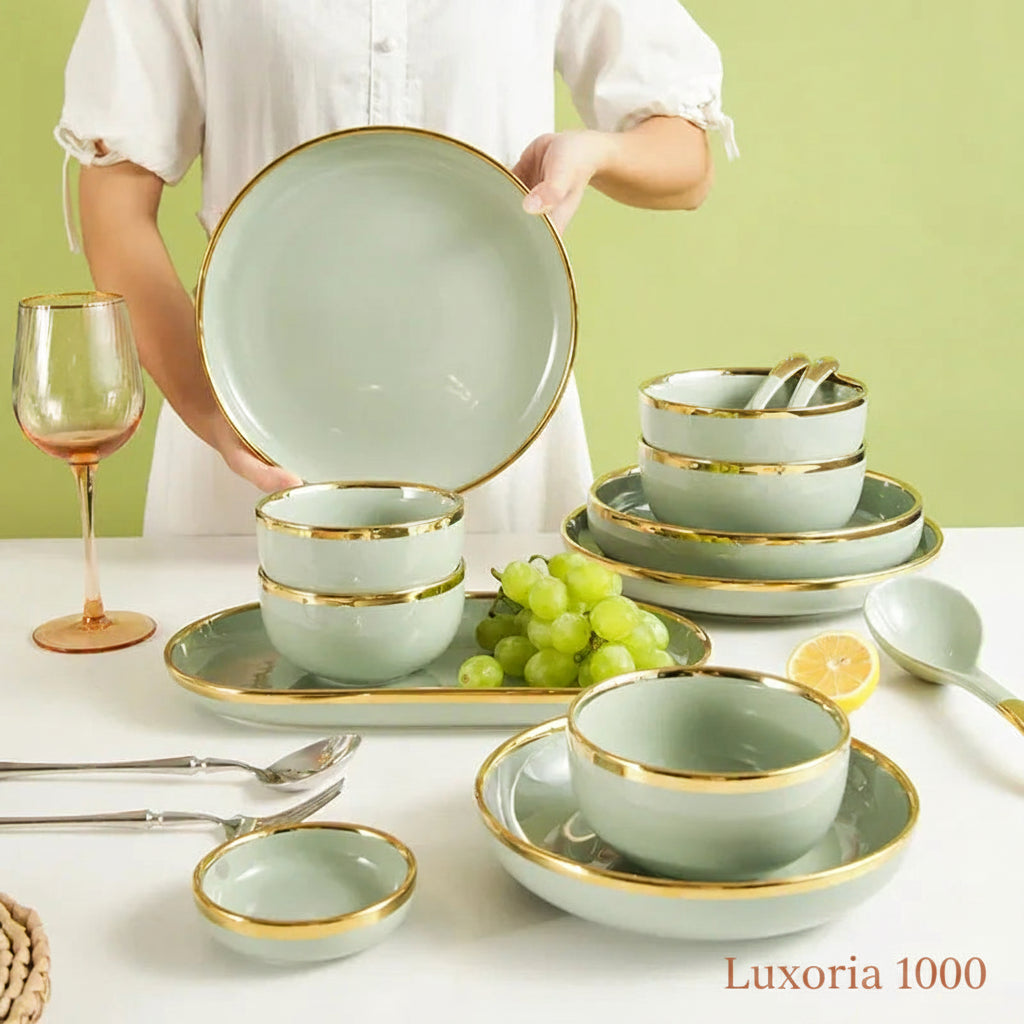 Assiettes en céramique vert clair, ensemble de vaisselle pour Steak, bol Ins, plats à dîner, vaisselle en porcelaine pour hôtel familial