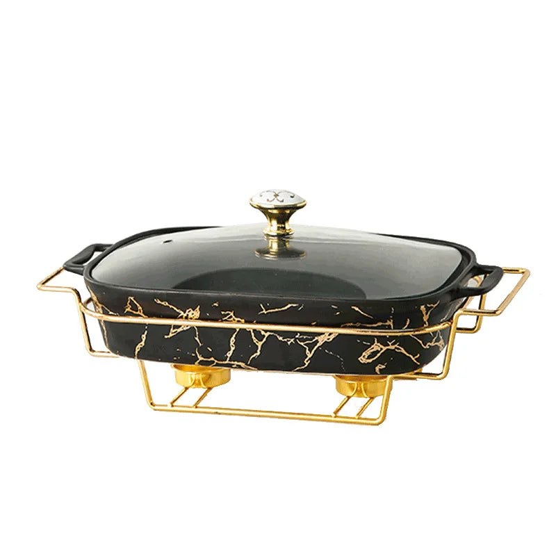 Casserole rectangulaire en céramique amphore, vaisselle pour la maison, chauffe-lumière, pot à soupe sèche pour hôtel, porte-pot créatif avec bougie