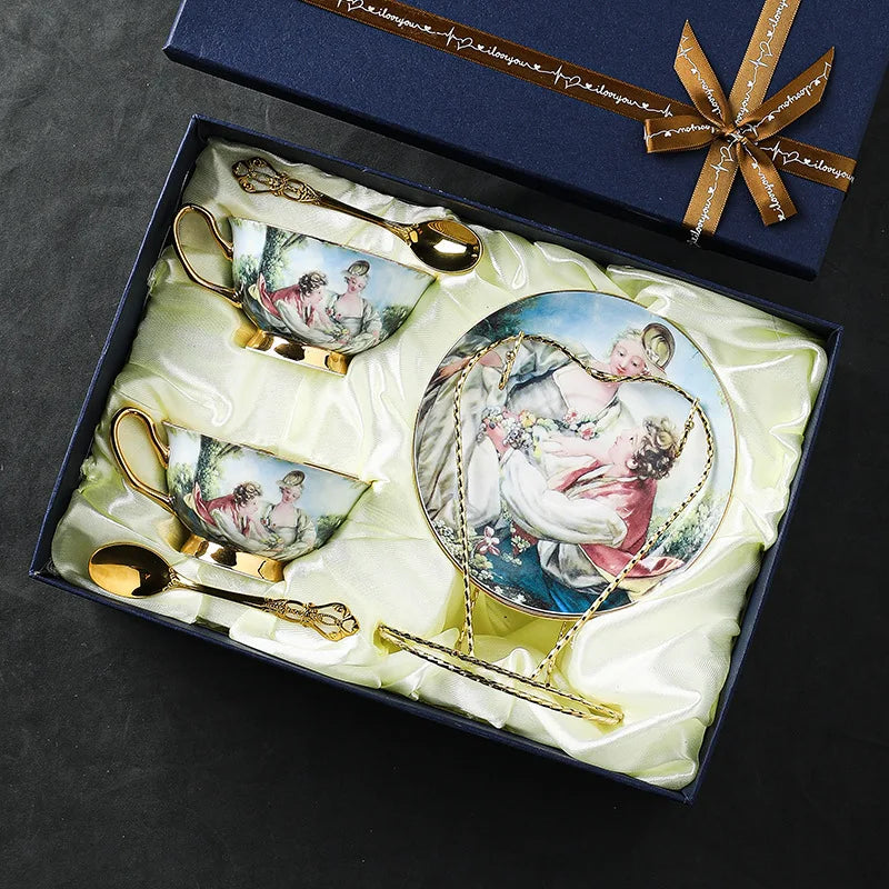 Service à thé en porcelaine de luxe, tasse à café en céramique, standard avec cuillère S/05 er, verres à café, vaisselle, palais royal européen, Sophia, Chine
