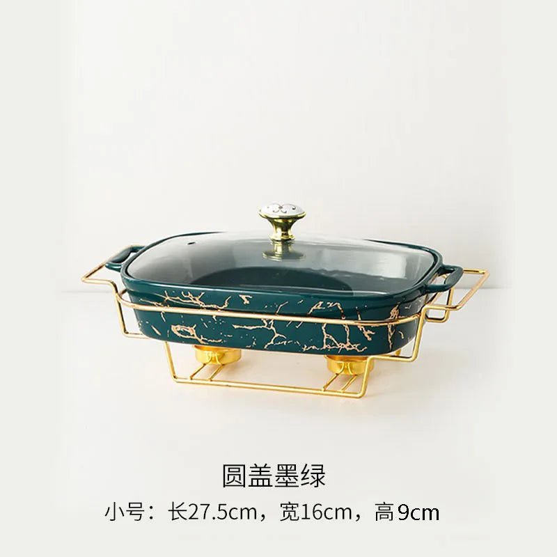 Casserole rectangulaire en céramique amphore, vaisselle pour la maison, chauffe-lumière, pot à soupe sèche pour hôtel, porte-pot créatif avec bougie