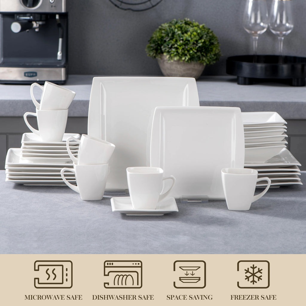 MALAC.co.jp Blance-Ensemble d'assiettes à dessert en porcelaine blanche, 6 boîtes standard, assiettes à soupe, ensemble en céramique pour prêt Tat6/12, 30 pièces, 60 pièces