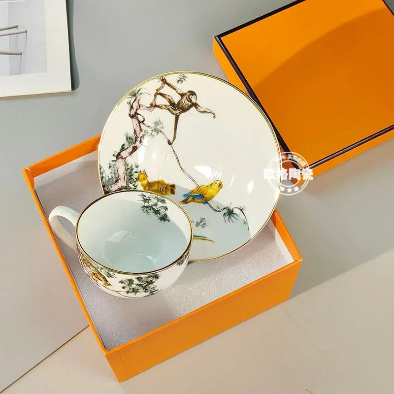 Assiette à dîner occidentale en céramique européenne, ensemble jungle, assiette à steak, tasse à café, après-midi, coffret cadeau personnalisé