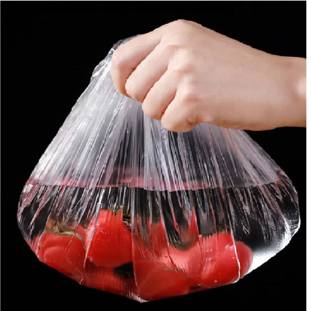 Couvercles alimentaires élastiques, couvercles de bol en plastique jetables pour le stockage de fruits et légumes, enveloppes d'étanchéité de fraîcheur, 100 pièces