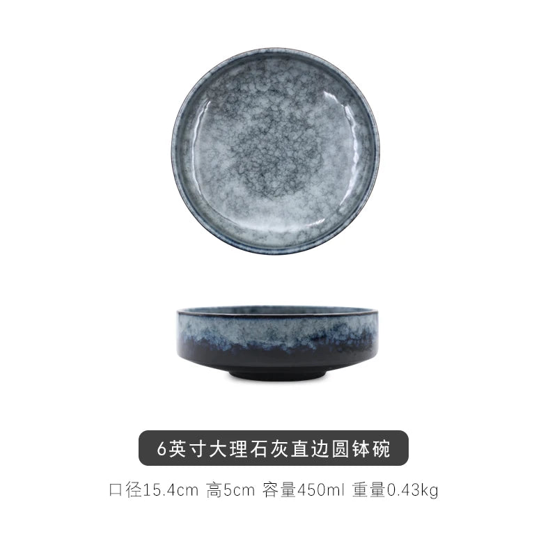 Bol rond Ramen de style japonais, nouilles en céramique, couleur unie, grande soupe, Restaurant, vaisselle rétro pour la maison