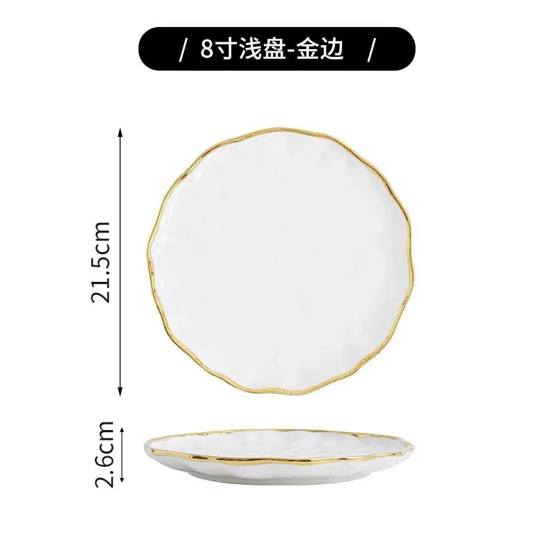Assiettes à bol nordique, bol à nouilles, assiette à Steak légère, vaisselle de luxe en céramique pour la maison, combinaison d'assiettes et d'assiettes simples et modernes