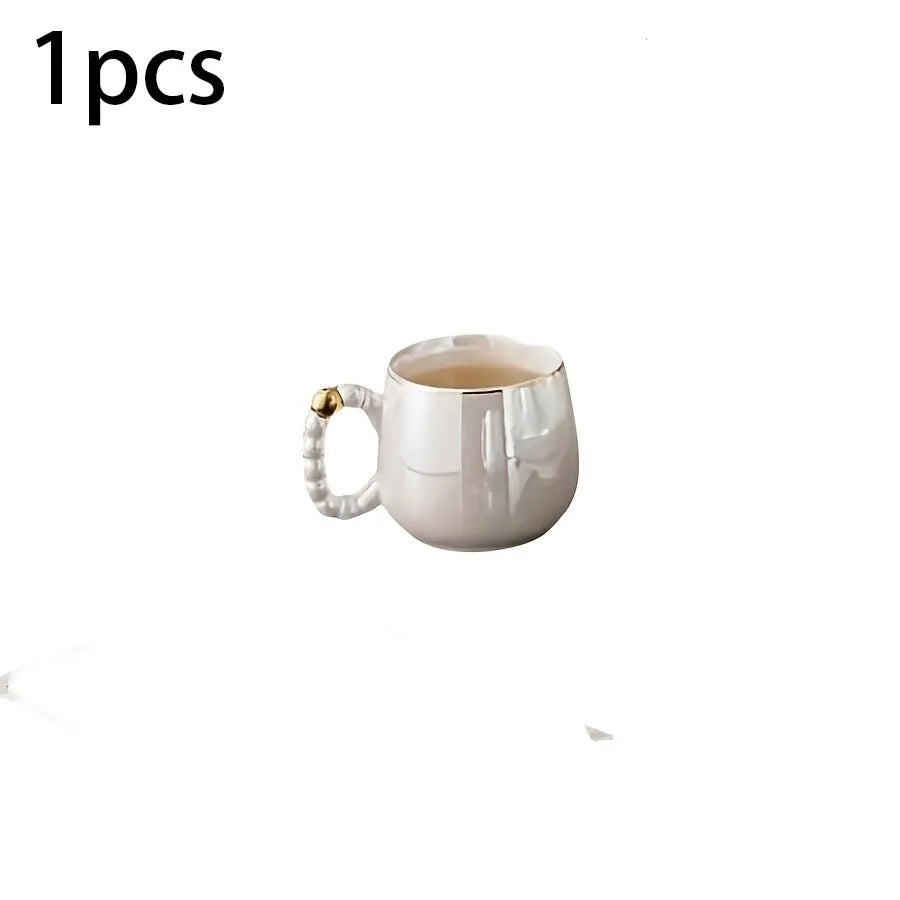 Service à thé en porcelaine émaillée avec perles européennes, théière en porcelaine blanche perle et théière à sucre et à l'huile de lait, 1 pièce/6 pièces/8 pièces/ensemble