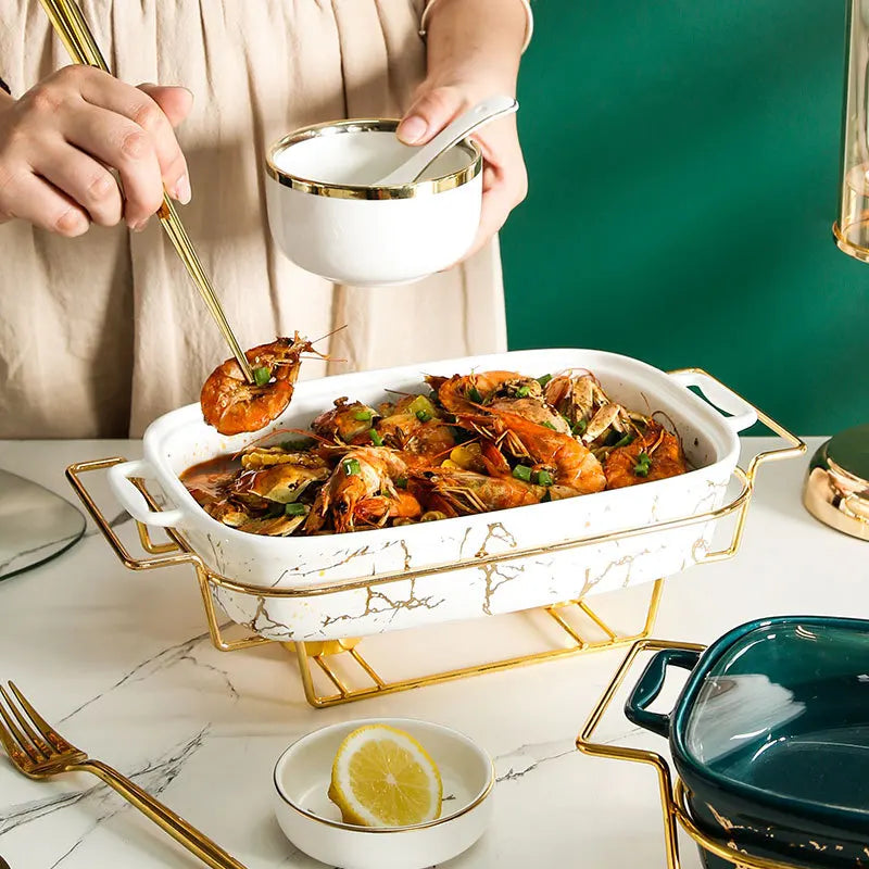 Casserole rectangulaire en céramique amphore, vaisselle pour la maison, chauffe-lumière, pot à soupe sèche pour hôtel, porte-pot créatif avec bougie