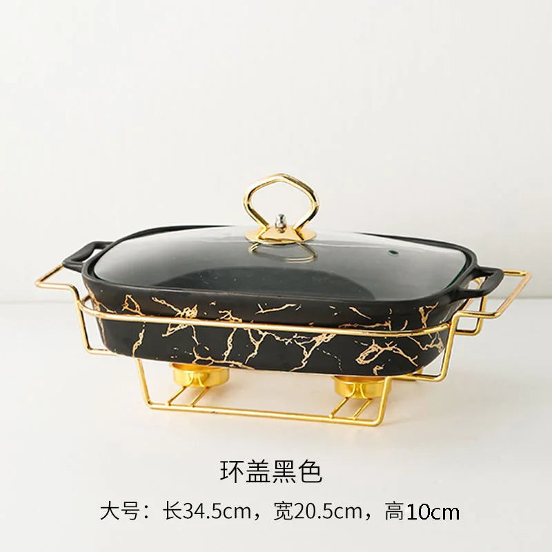 Casserole rectangulaire en céramique amphore, vaisselle pour la maison, chauffe-lumière, pot à soupe sèche pour hôtel, porte-pot créatif avec bougie
