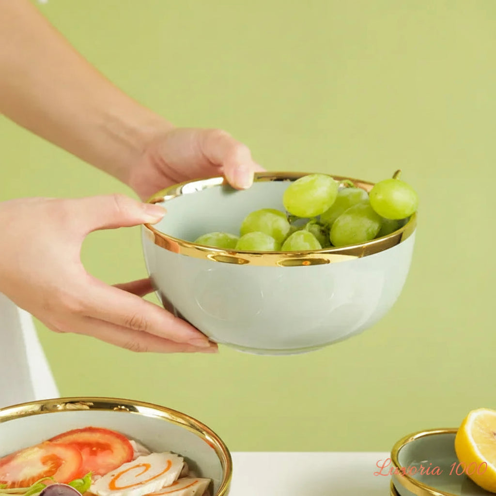 Assiettes en céramique vert clair, ensemble de vaisselle pour Steak, bol Ins, plats à dîner, vaisselle en porcelaine pour hôtel familial