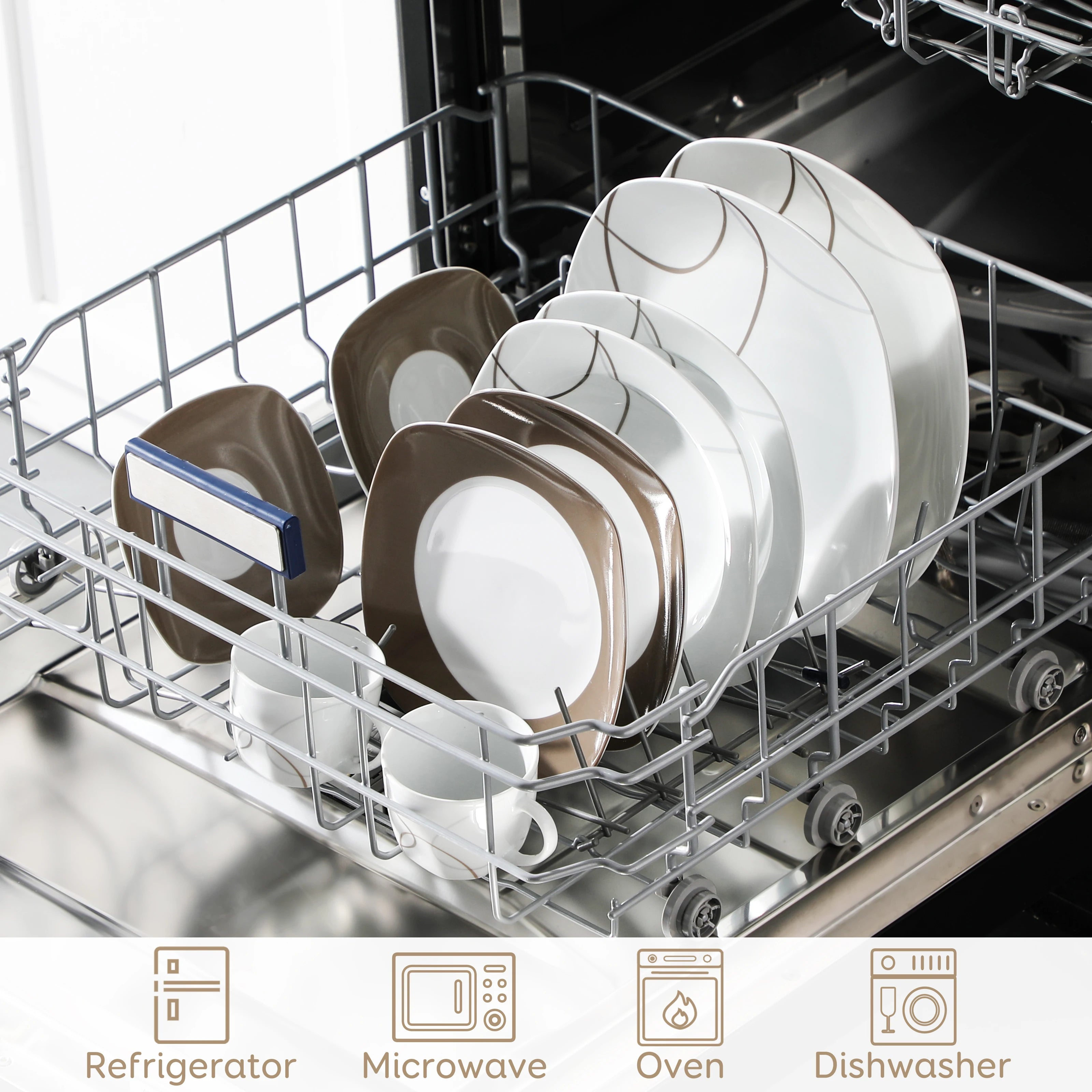 VEWEET – ensemble d'assiettes de cuisine en céramique et porcelaine, 30 pièces, avec 6 assiettes à Dessert/assiettes à soupe/assiettes à dîner/tasses/cuiseurs