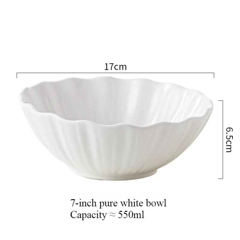 Filles en céramique européen haut de gamme à bords dorés, bol à salade de fruits, bol à riz domestique pour petit-déjeuner, vaisselle d'hôtel et de restaurant