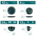 Service de table vert étoilé Vancasso 16/32 pièces, vaisselle en céramique effet four avec assiette plate, assiette à dessert, bol et tasse