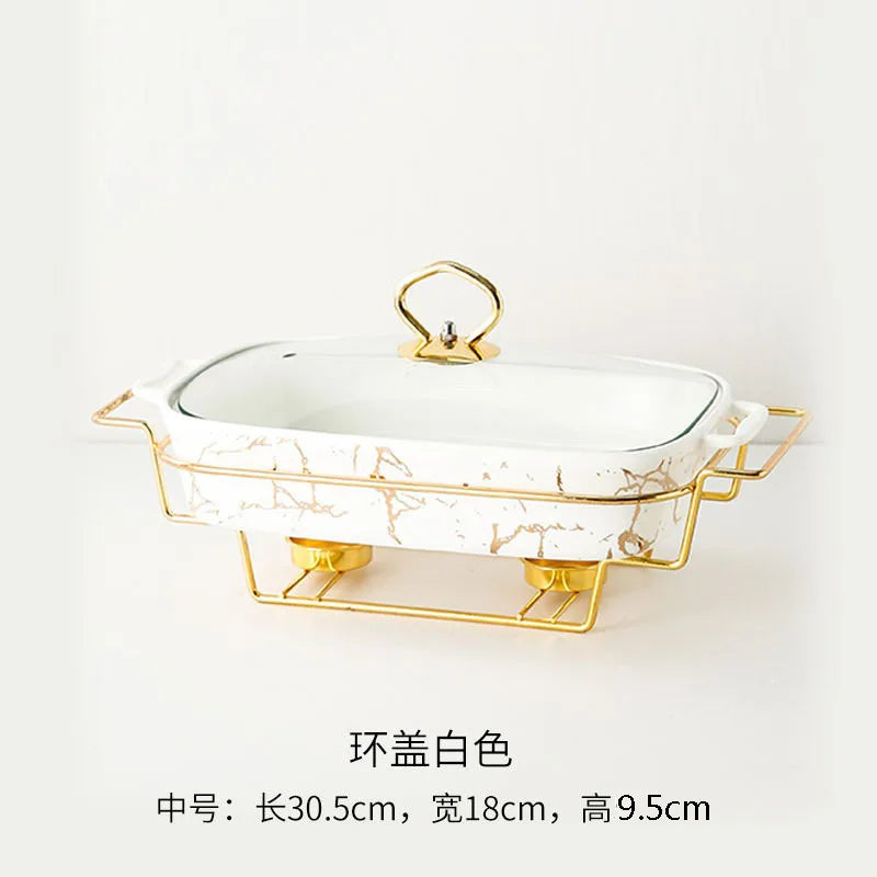 Casserole rectangulaire en céramique amphore, vaisselle pour la maison, chauffe-lumière, pot à soupe sèche pour hôtel, porte-pot créatif avec bougie