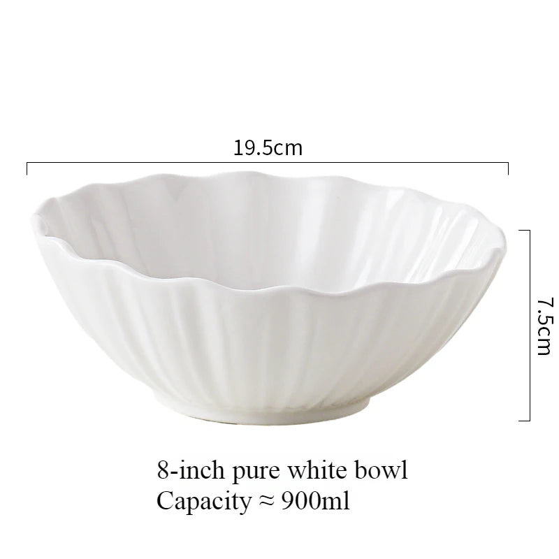 Filles en céramique européen haut de gamme à bords dorés, bol à salade de fruits, bol à riz domestique pour petit-déjeuner, vaisselle d'hôtel et de restaurant
