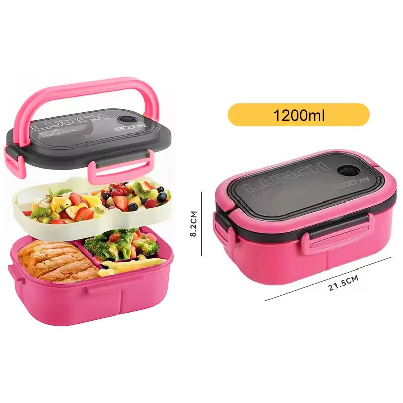 Boîte à lunch avec ustensiles de cuisine, micro-ondable, lave-vaisselle, livres, bento hermétique, étudiants, adultes, école, bureau, 1300ml, 4 grilles